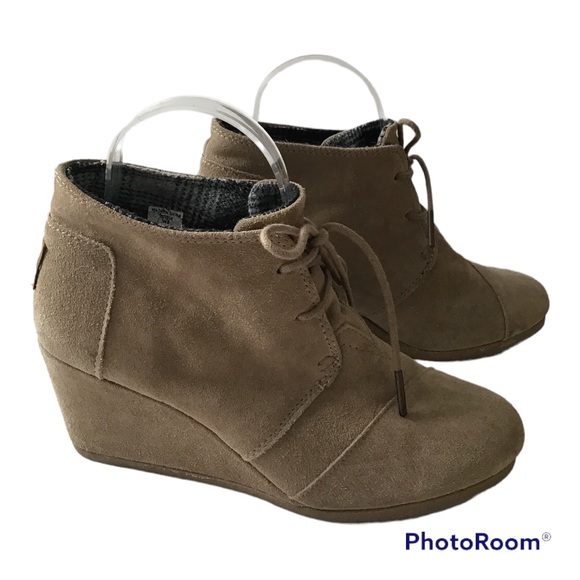 Toms Suede Desert Wedge Booties Size 8 - Picture 2 of 13